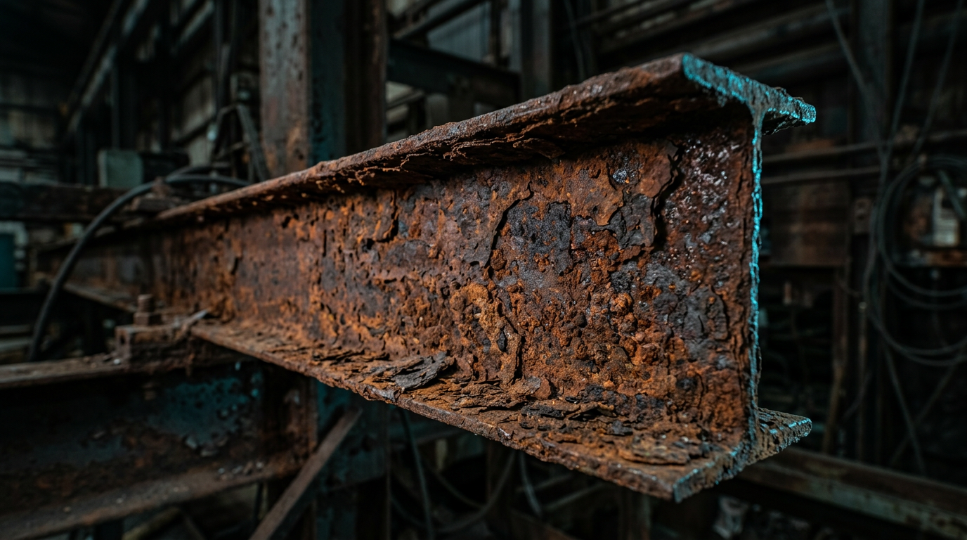 Heavy corrosion on structural industrial steel