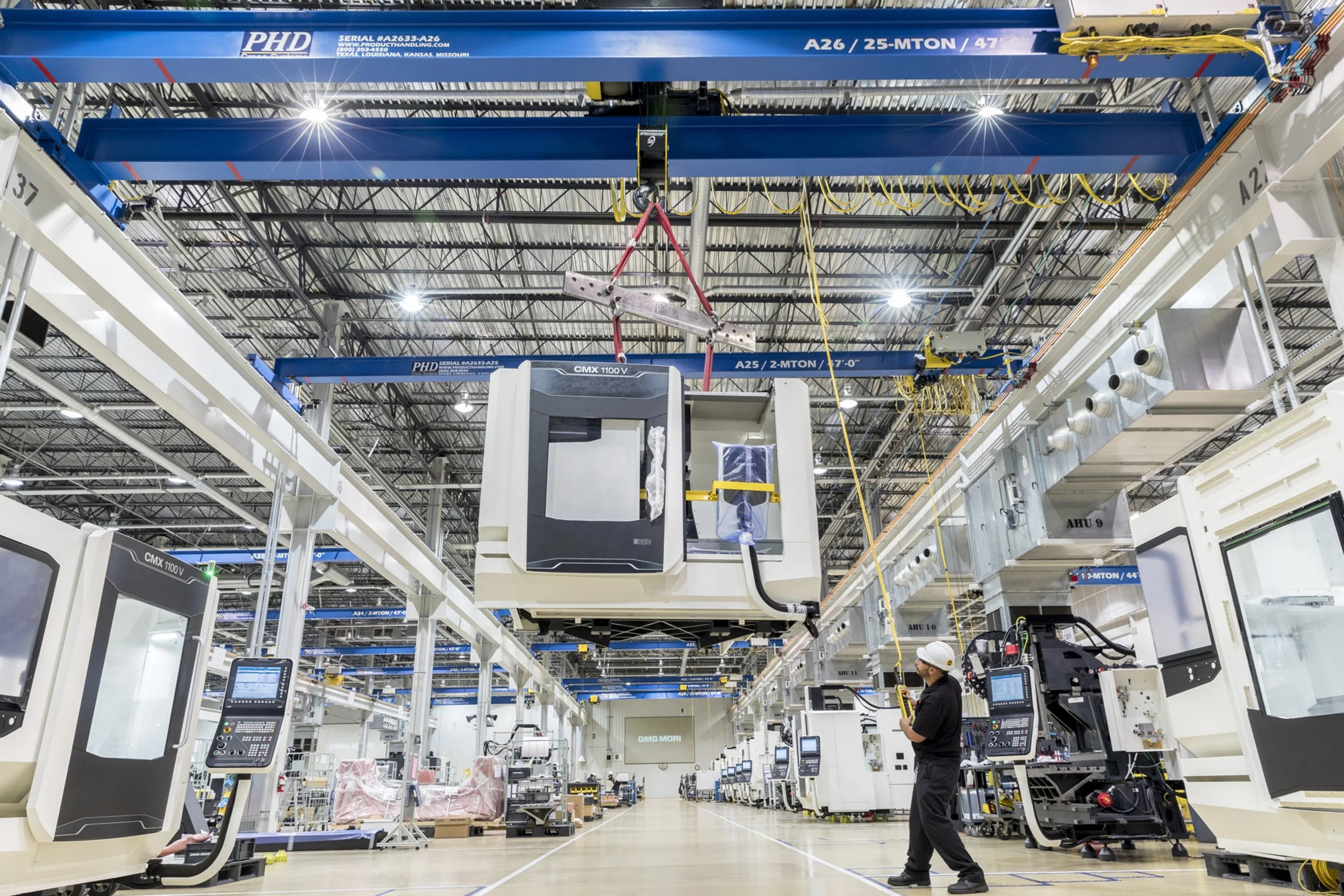 Heavy industrial machinery inside a manufacturing facility